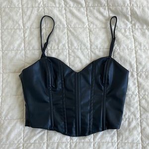 Zara faux leather corset bustier top XS NWT